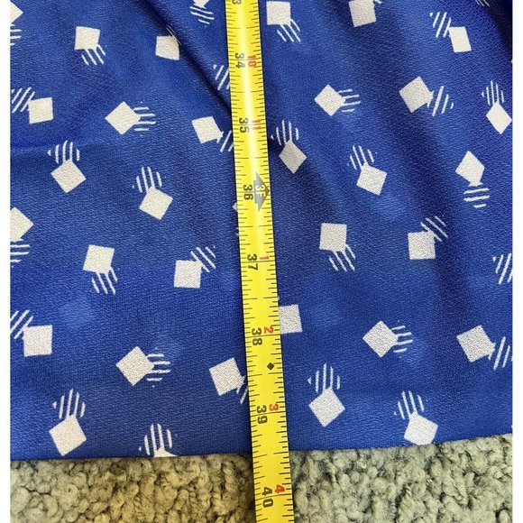 VINTAGE BOHO RETRO MOD 70s SUE BRETT GEOMETRIC SLEEVE DRESS BLUE SIZE L XL - Picture 6 of 6